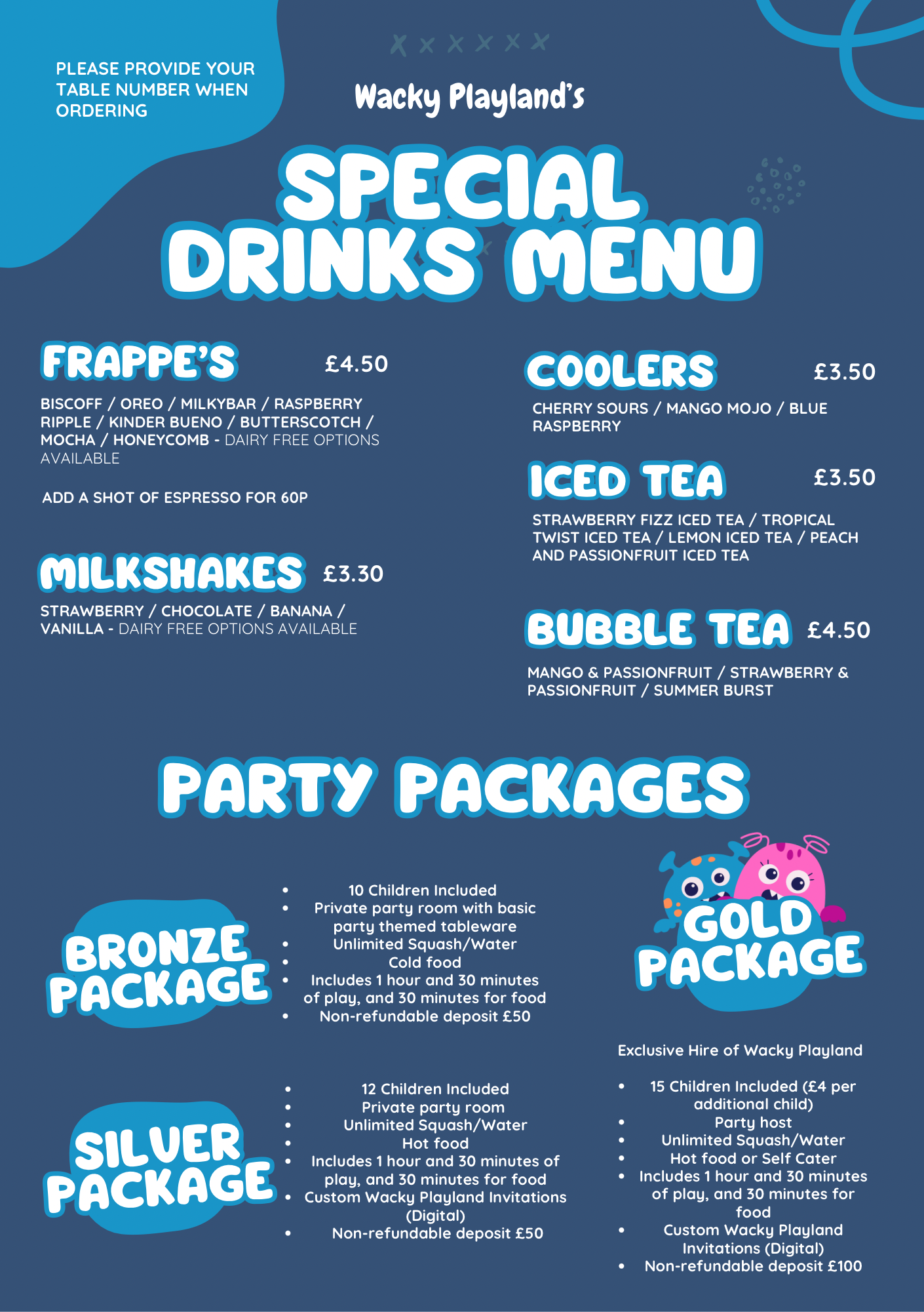 Special drinks menu